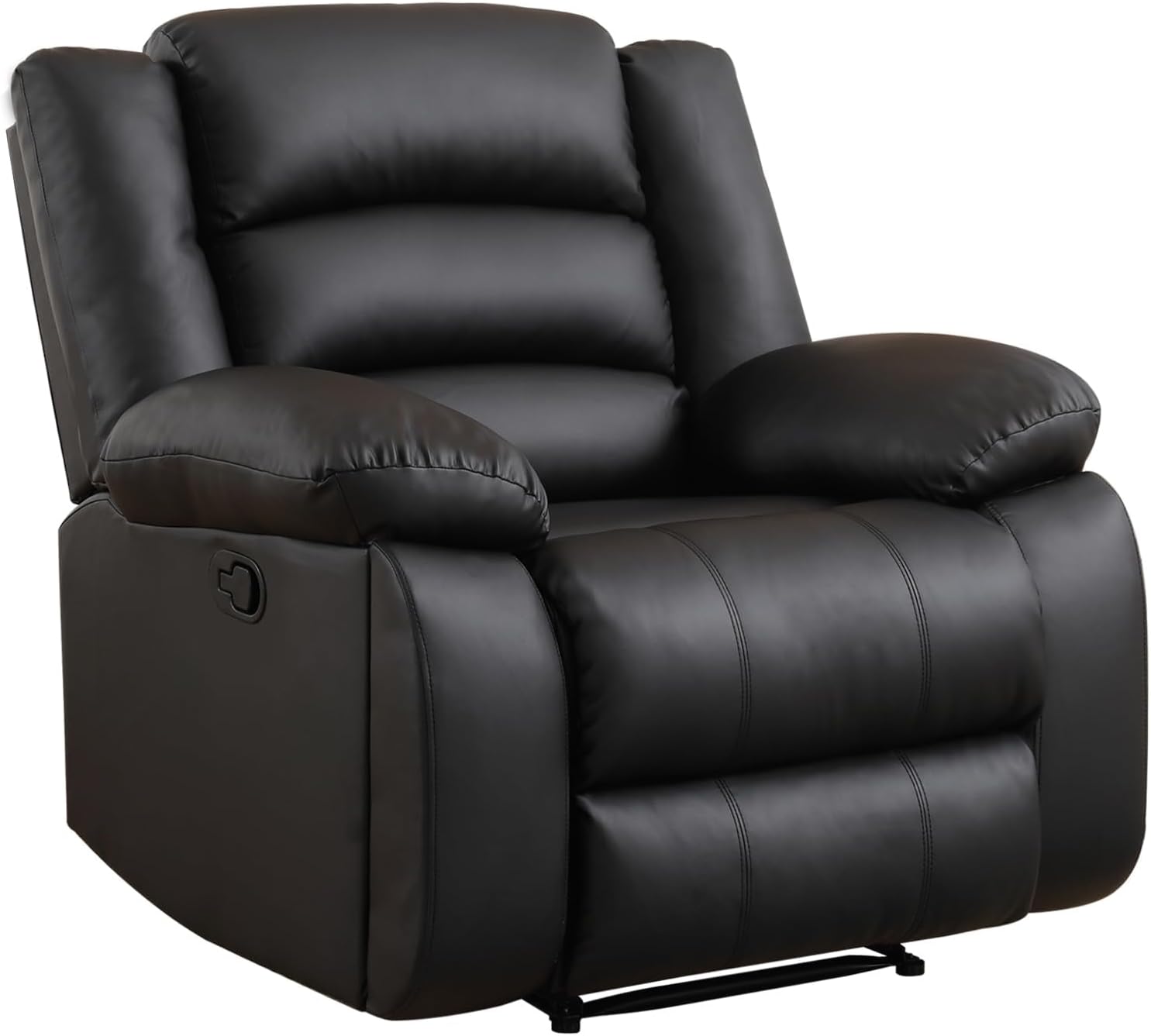 EBELLO Manual Recliner Chair, Faux Leather Reclining Chair with Hidden Cup Holders, Overstuffed Armrests and Back, Manual Single Sofa for Adult, Black