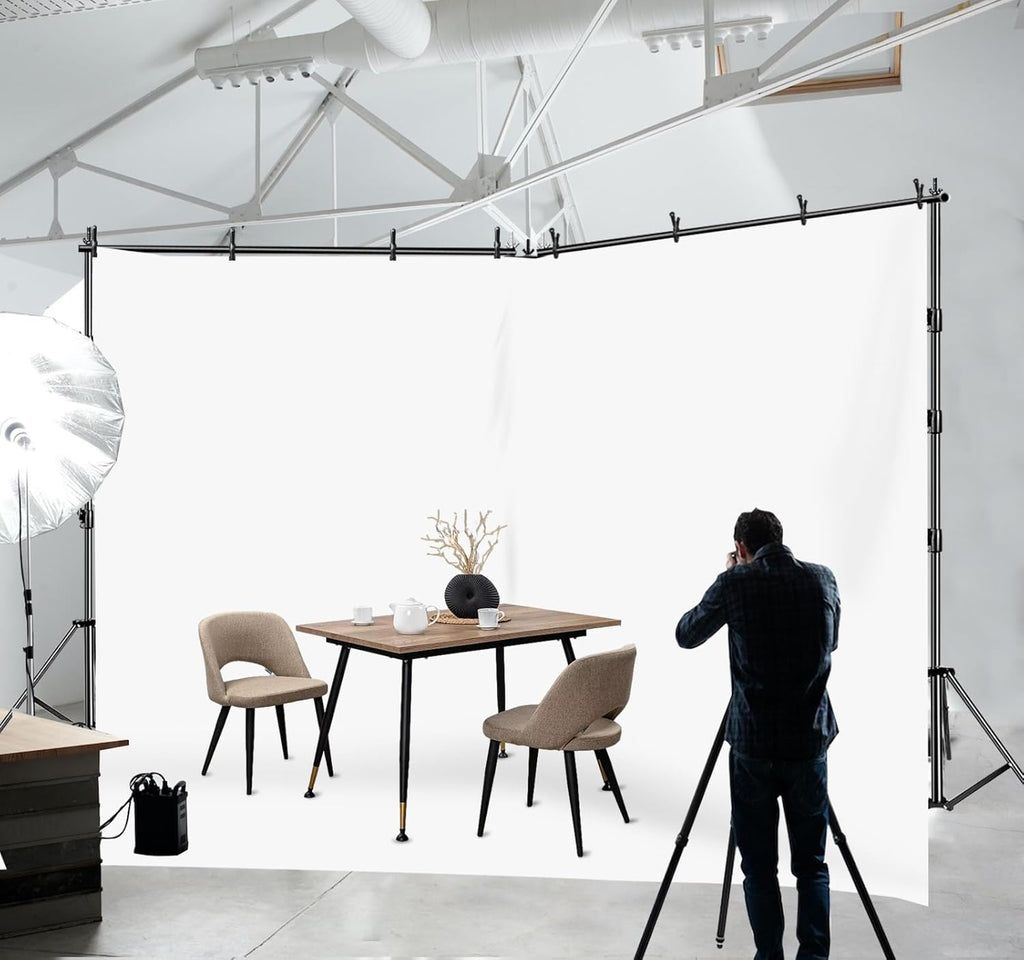 HYJ-INC Photo Video Studio 20ft (Wide) x 10ft (Tall) Heavy Duty Adjustable Width & Length Photography Backdrop Stand Background Support System Kit with Spring Clamps, Sandbags, Carry Bag