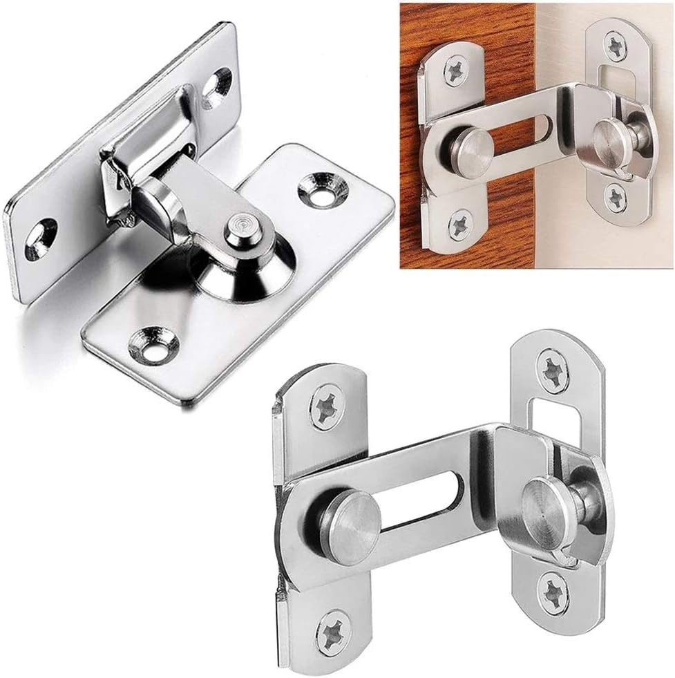 Latch Lock Flip Door Lock Right Angle 90 Degree Lock Sliding Latch Door Safety Stainless Steel Home Hardware (Size : Large) ()