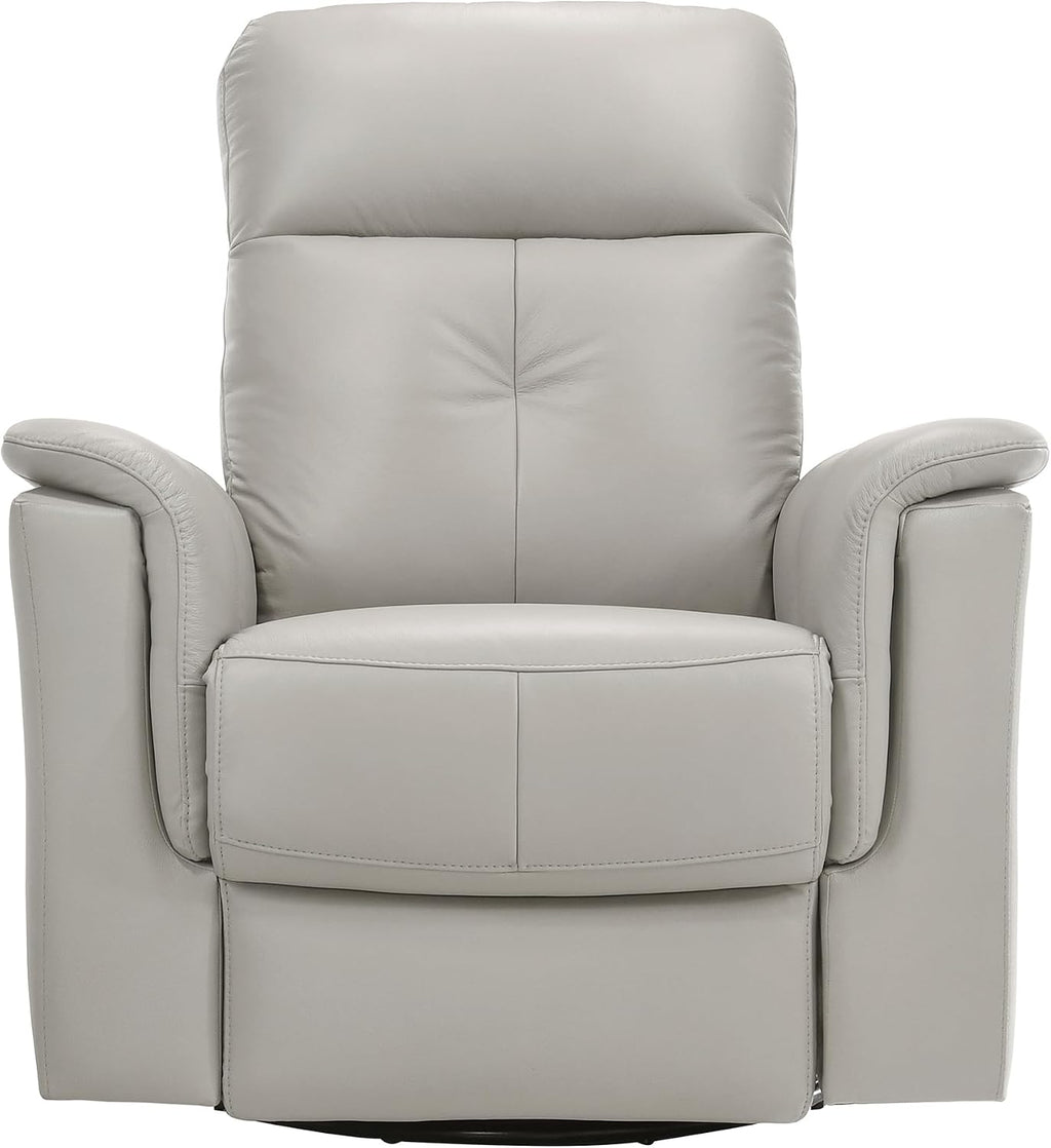 Lexicon Swivel Glider Recliner Chair, Comfy Nursery Glider, Top Grain Leather Match Recliner, Manual Reclining Chair for Living Room/Office/Apartment, Silver