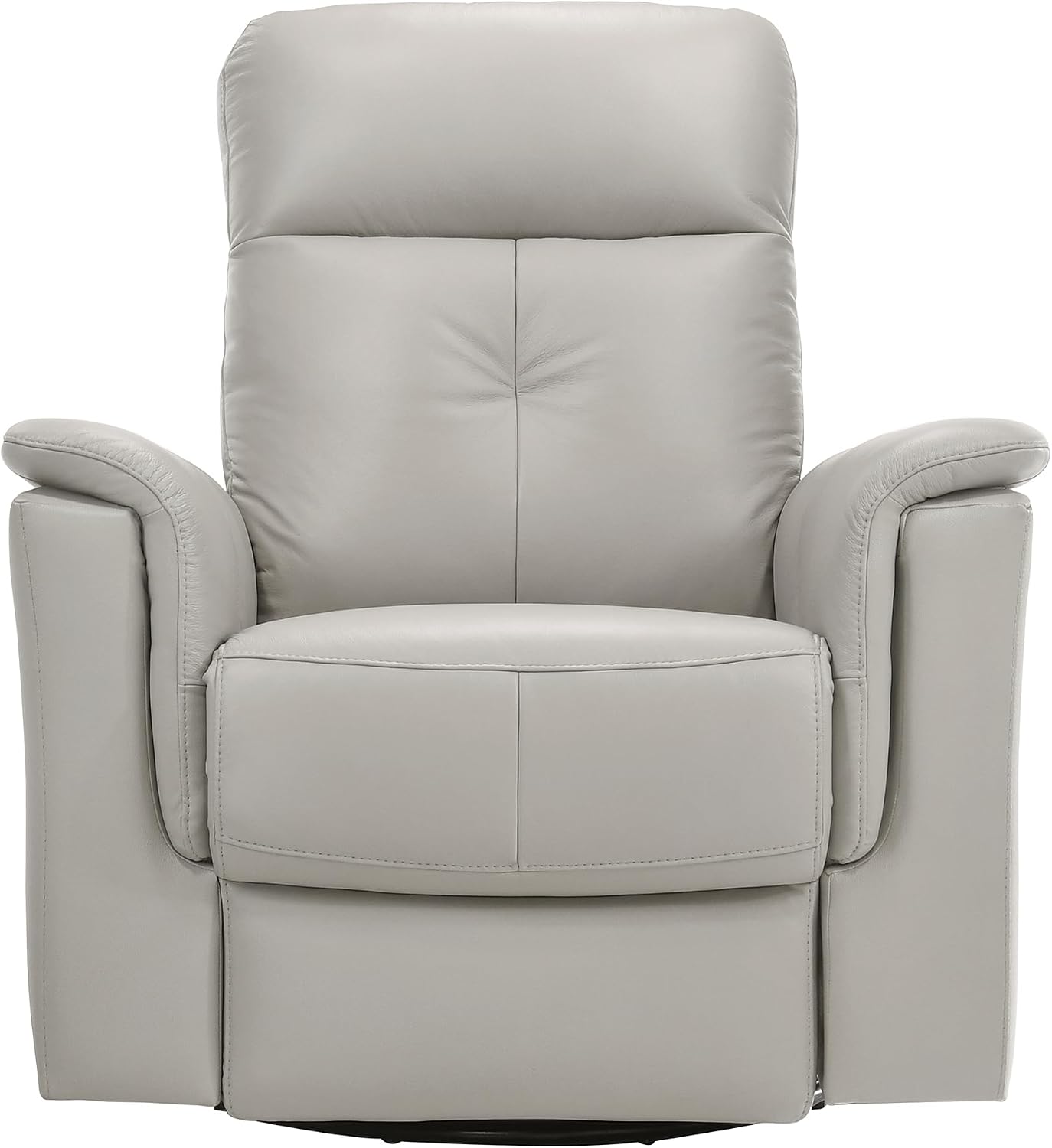 Lexicon Swivel Glider Recliner Chair, Comfy Nursery Glider, Top Grain Leather Match Recliner, Manual Reclining Chair for Living Room/Office/Apartment, Silver