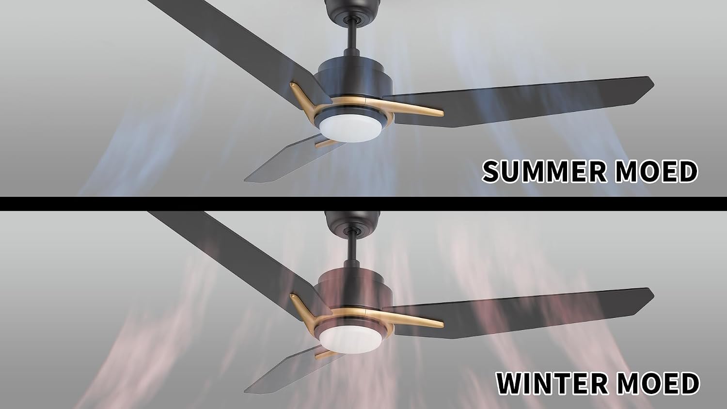 Carro Smart Ceiling Fans with Lights Flush Mount 56', 3 Light Colors Dimmable, 10 Speeds DC Ceiling Fan with Remote, Outdoor, Compatible with Alexa, Siri & Google Home, Black Gold