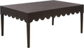 SAFAVIEH Home Collection – Neha Dark Chocolate Brown Rectangular Coffee Table, Solid Wood Frame with Scalloped Apron (COF5705A)