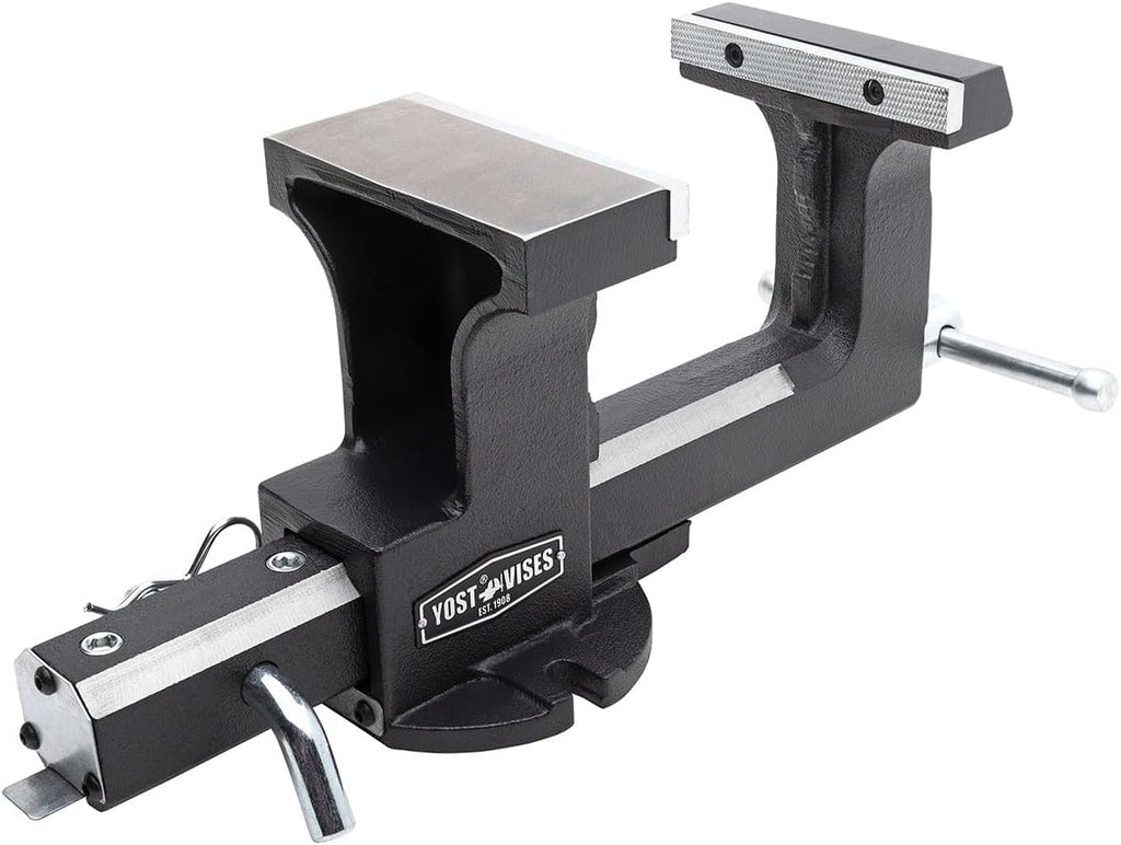 Yost Vise RHV-6 6-Inch Truck Trailer Receiver Vise | Heavy Duty Portable Work Vise | 5.9' Jaw Width, 5.81' Max Jaw Opening, 4.96' Throat | Fits Standard 2' Hitch with Hitch Pin Included