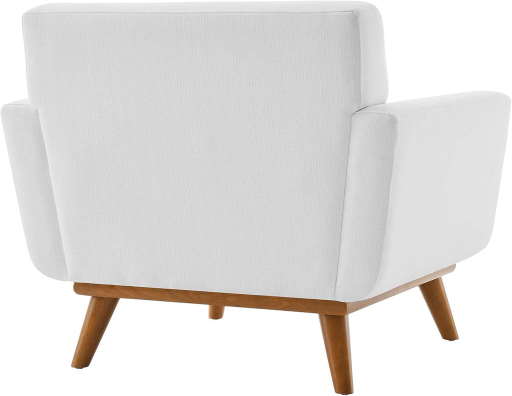 Modway Engage Mid-Century Modern Upholstered Fabric Armchair in White