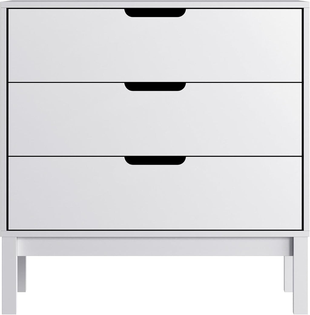 Flash Furniture Dallas Wood Dresser for Kids Bedroom, 3 Drawers, Solid Wood Frame, Interlocking Safety Mechanism, Smooth Ball Bearing Slides, White