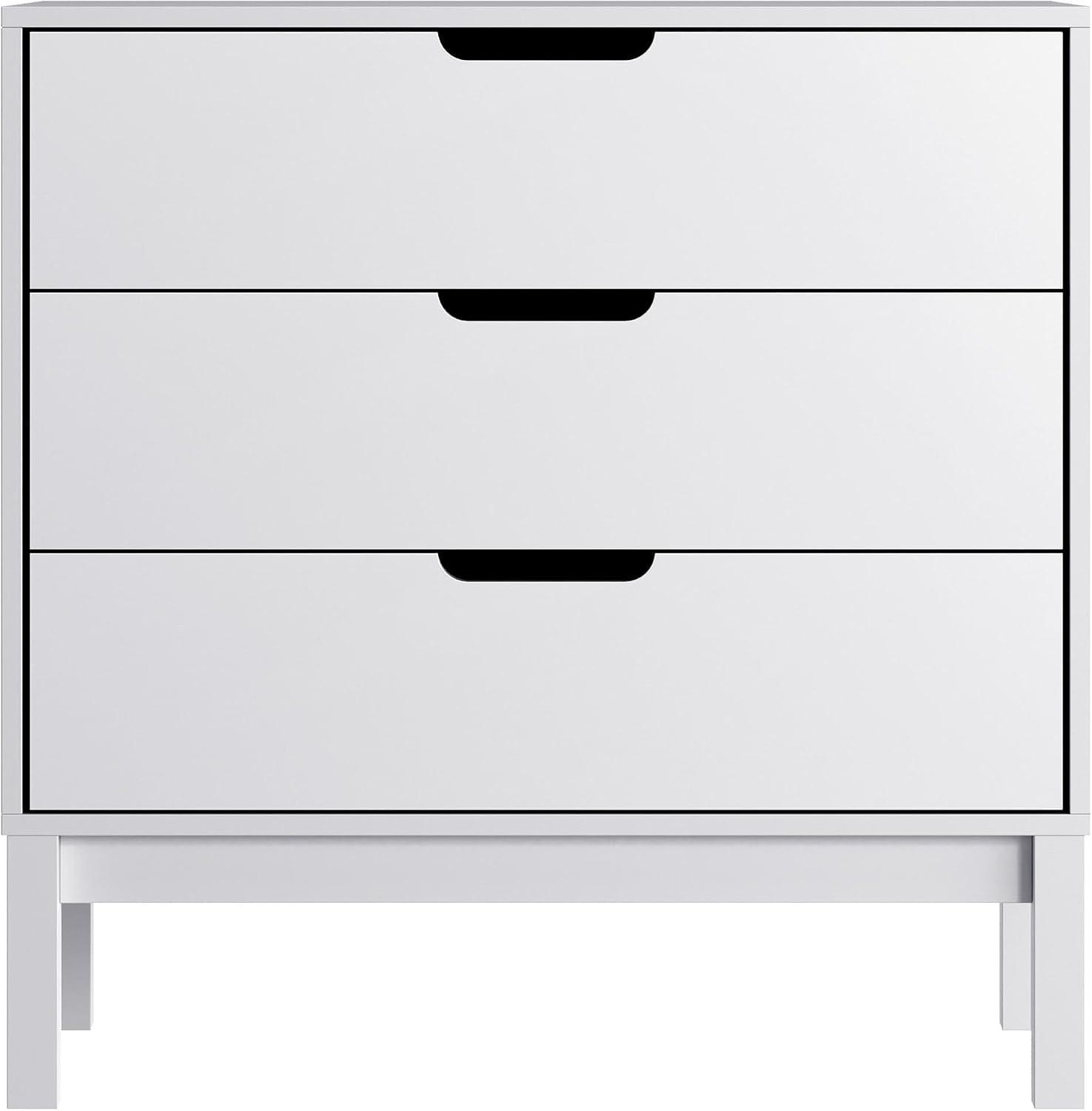 Flash Furniture Dallas Wood Dresser for Kids Bedroom, 3 Drawers, Solid Wood Frame, Interlocking Safety Mechanism, Smooth Ball Bearing Slides, White