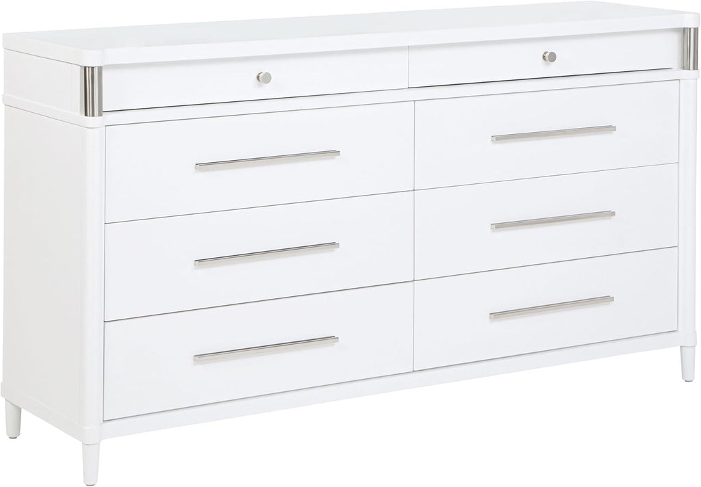 Coaster Home Furnishings - Gracemont - Wood - 8-Drawer Dresser with Felt-Lined Drawers, Brushed Nickel Pulls and Contemporary Style - Bedroom - White - 225073