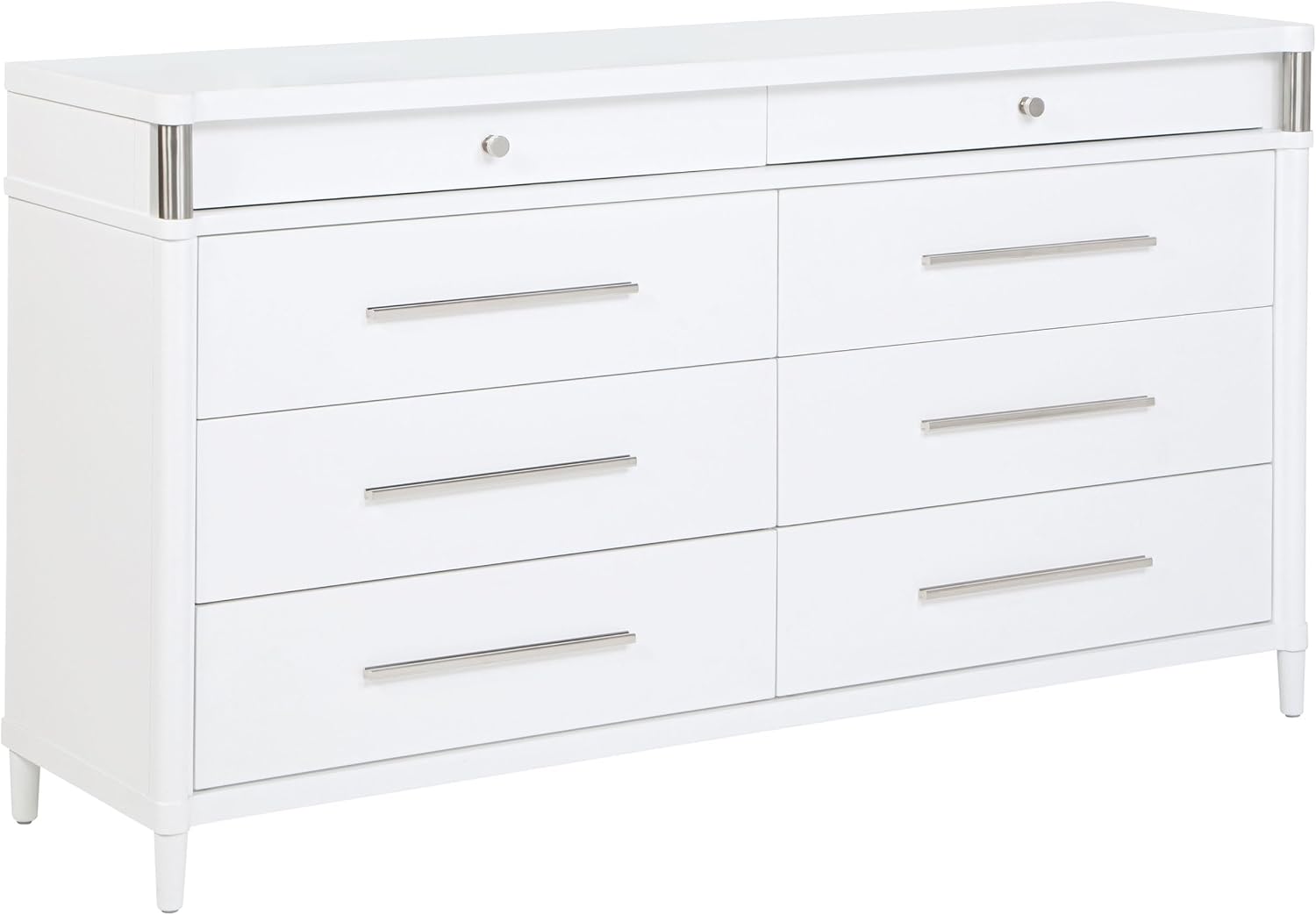 Coaster Home Furnishings - Gracemont - Wood - 8-Drawer Dresser with Felt-Lined Drawers, Brushed Nickel Pulls and Contemporary Style - Bedroom - White - 225073