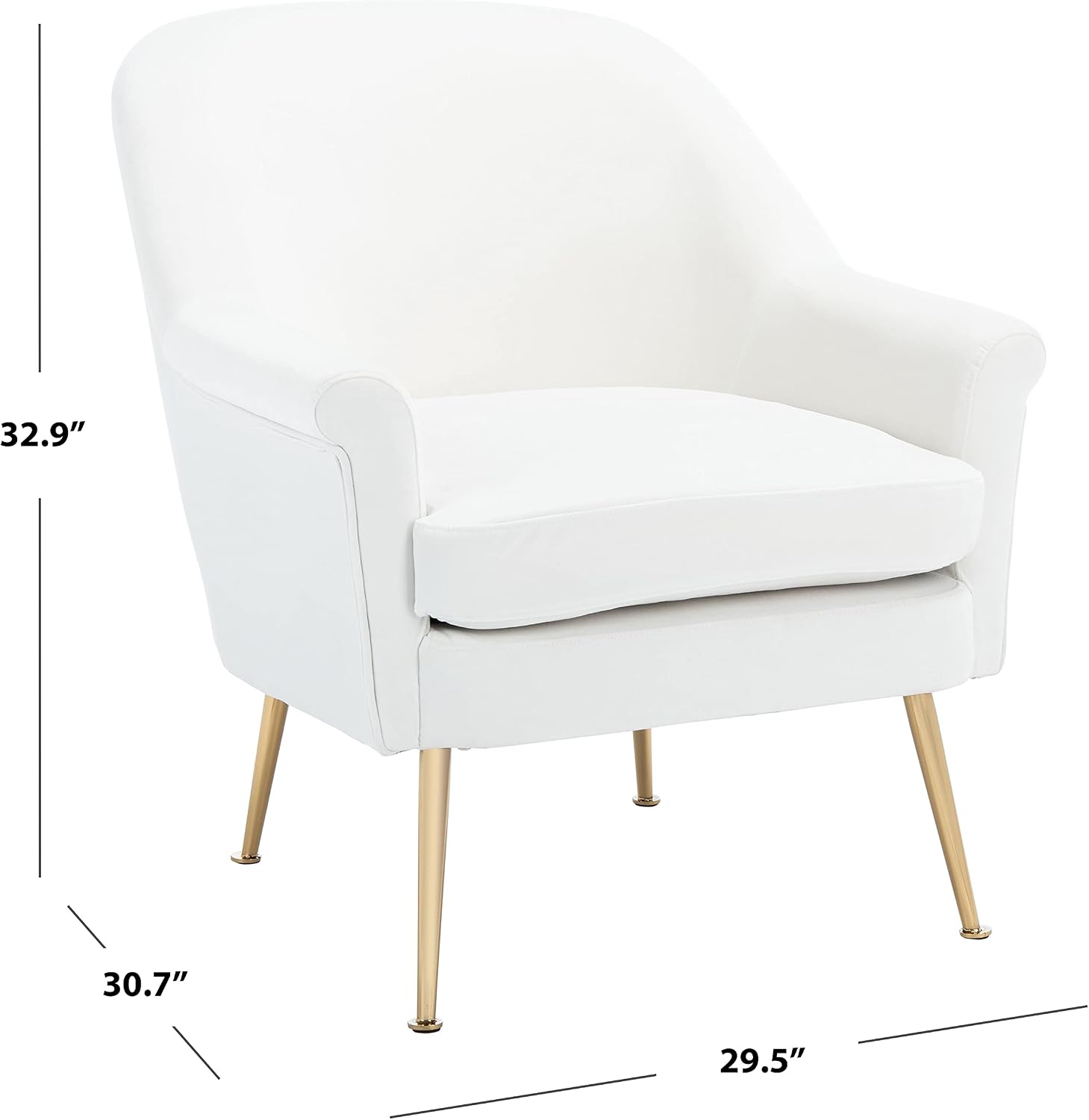 SAFAVIEH Home Collection Rodrik White Velvet/Gold Accent Chair