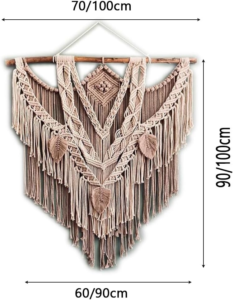 Wall Hanging Tapestries Hangings Chic Geometric Art Decor Handmade Woven Tapestry Cotton Rope - For Home, Living Room Or Wedding,Gift For Girls Adults Birthday ( Color : Brown , Size : 60x90x70cm )