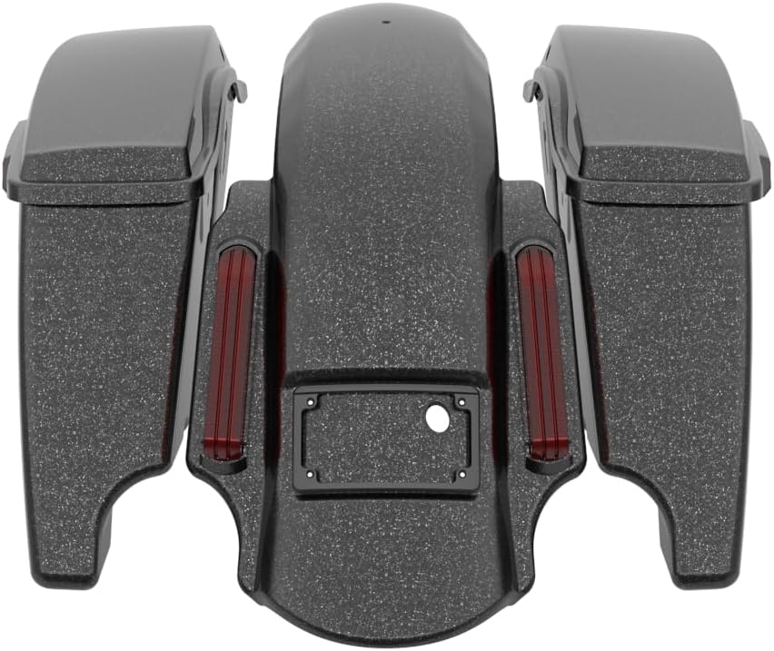 Advanblack Color Matched Stretched Bags, Lids Black Latch Hardware for '23-'24 Harley Touring CVO & 2024 Street Glide, Road Glide (Raven Metallic)