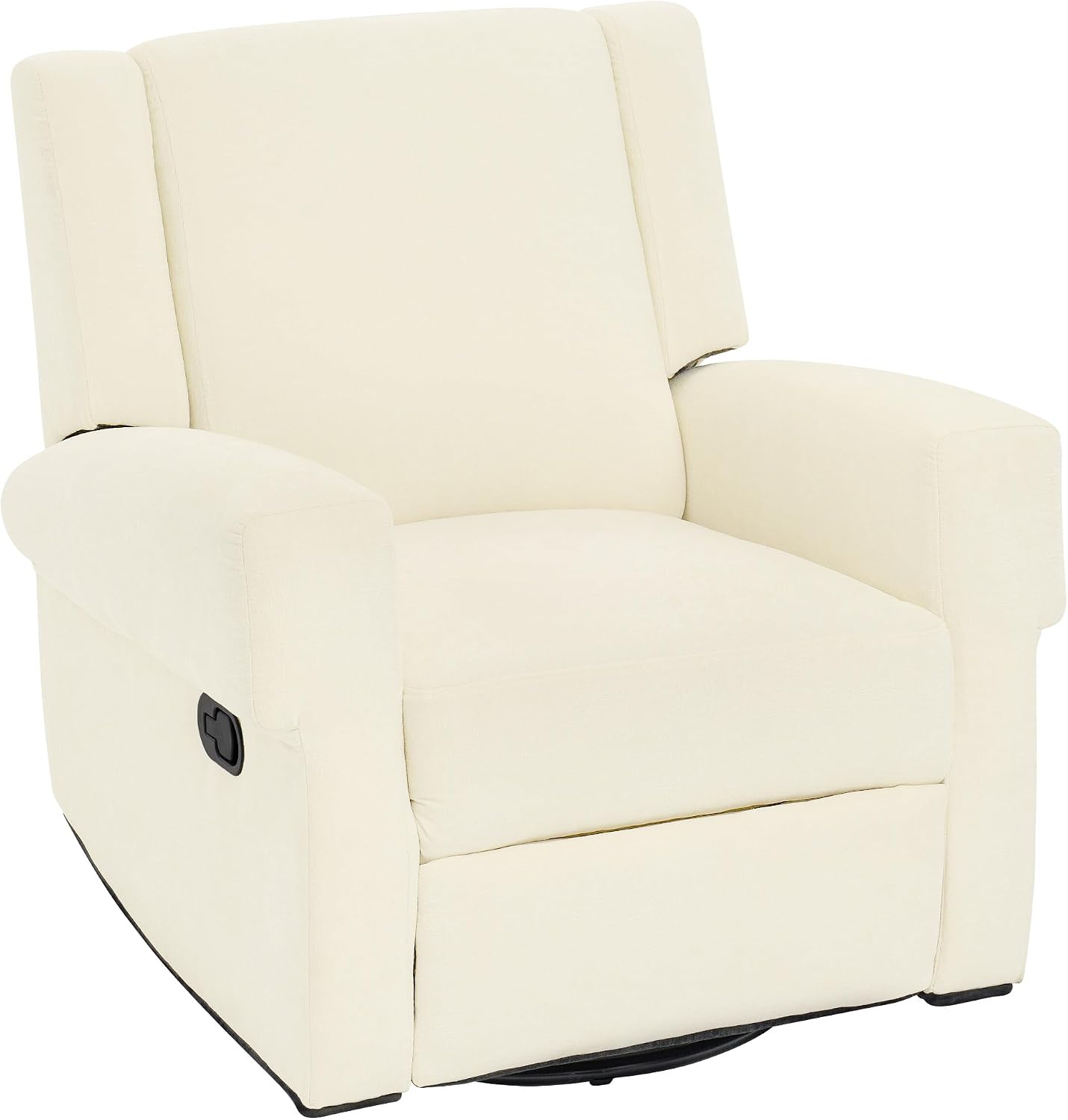 Merax Manual Recliner Chair with Swivel and Rocker, 2-Position Chenille Recliner Sofa with Pull Handle, Compact Recliner for Living Room, Nursery, Home Theater, White