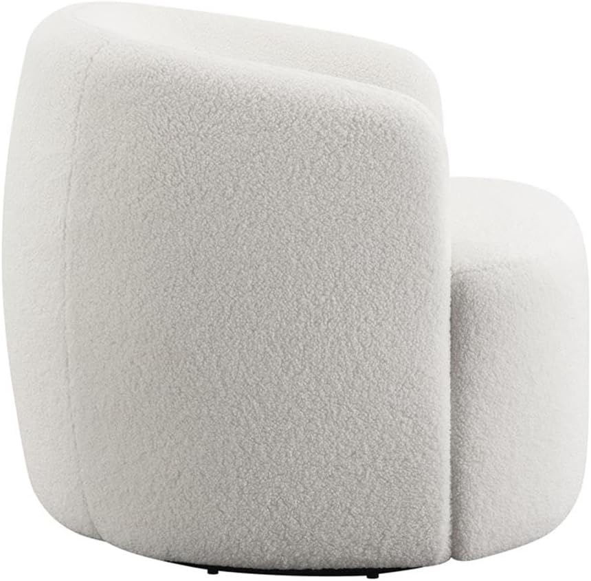 Coaster Home Furnishings - Hudson - Wood - Upholstered Swivel Accent Chair with Barrel-Like Design and Hidden Swivel Mechanism - Living Room - Ivory - 905726