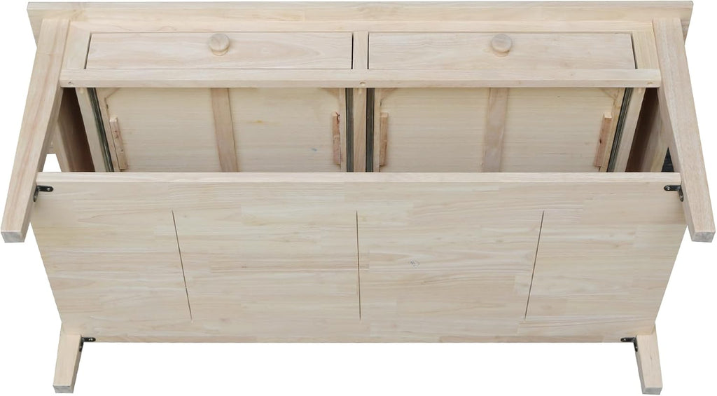 IC International Concepts, Spencer Coffee Table, Solid Wood, Real Parawood, 48' W x 24' D x 19' H, Easy Assembly, DIY, Paint or Stain Your Way, Unfinished
