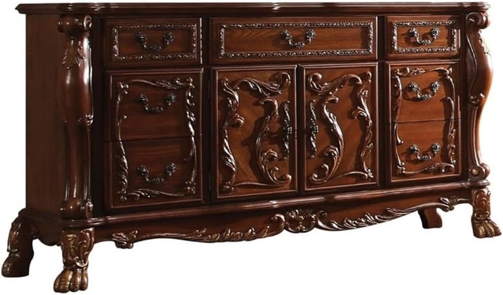 Acme Dresden 7 Drawers Dresser and Server in Cherry Oak