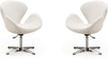 Manhattan Comfort Raspberry Adjustable Swivel Accent Chair with 360° Turn, Polished Chrome Base, Modern Retro Design, Versatile Seat Ideal for Any Room, Set of 2, White