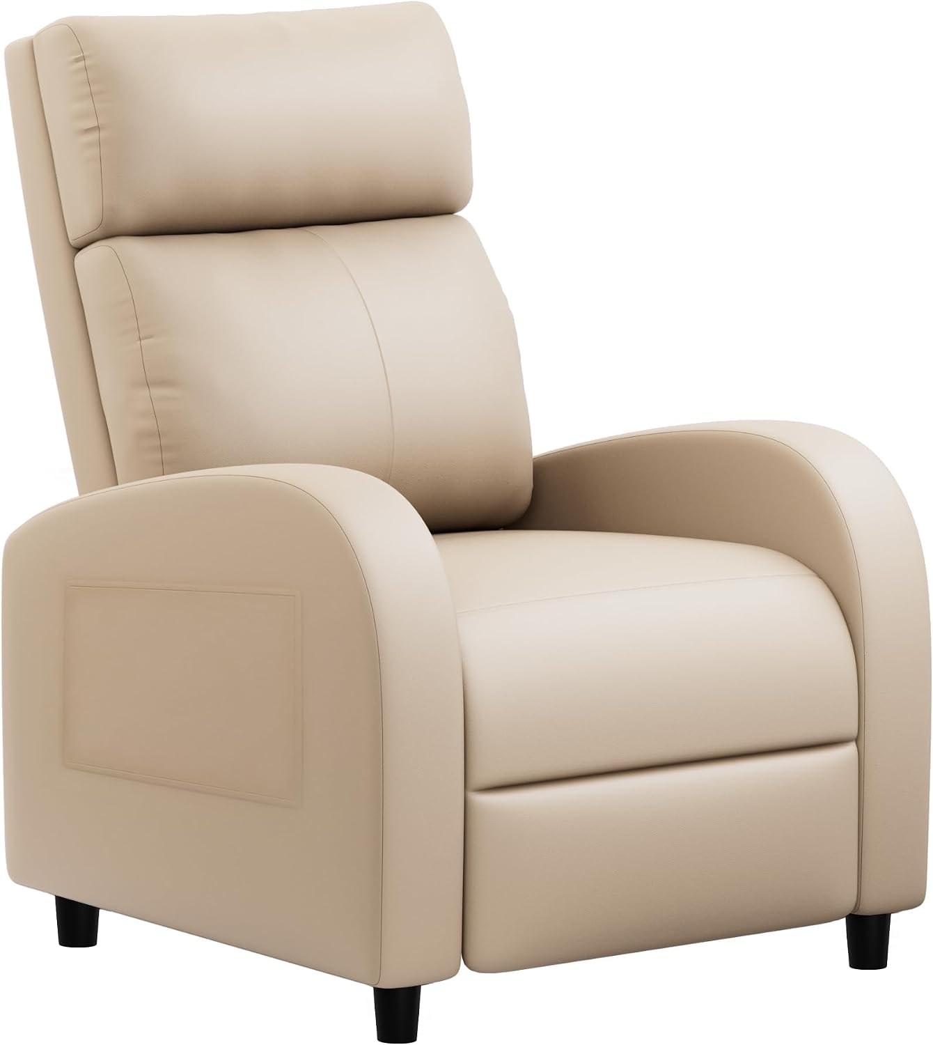 JUMMICO Recliner Chair Adjustable Home Theater Single Recliner Sofa Furniture with Thick Seat Cushion and Backrest Modern Living Room Recliners (Leather, Beige)