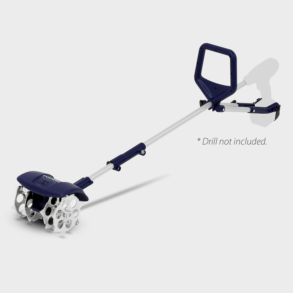 Fusion Drill-Powered Cultivator, Compatible with Most Cordless Drills, Adjustable Cultivating Width Up to 8', Cultivating Depth Up to 5.5', Adjustable Length, Model: 46007