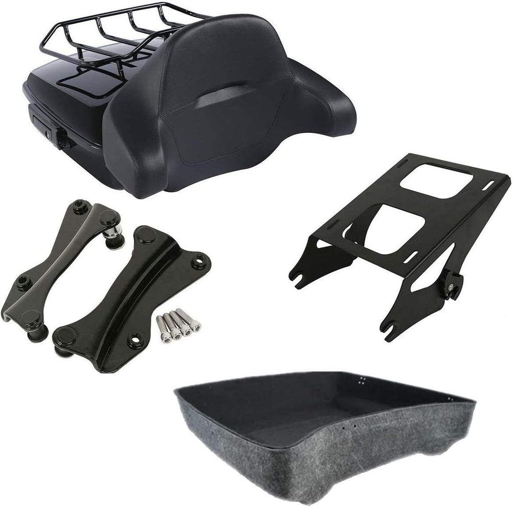 TCMT Chopped Black Latches Trunk Backrest Luggage Rack Mounting Rack Docking Hardware Fit For Harley 2014-2025 Touring CVO Road King Road Glide Street Glide Electra Glide Pack