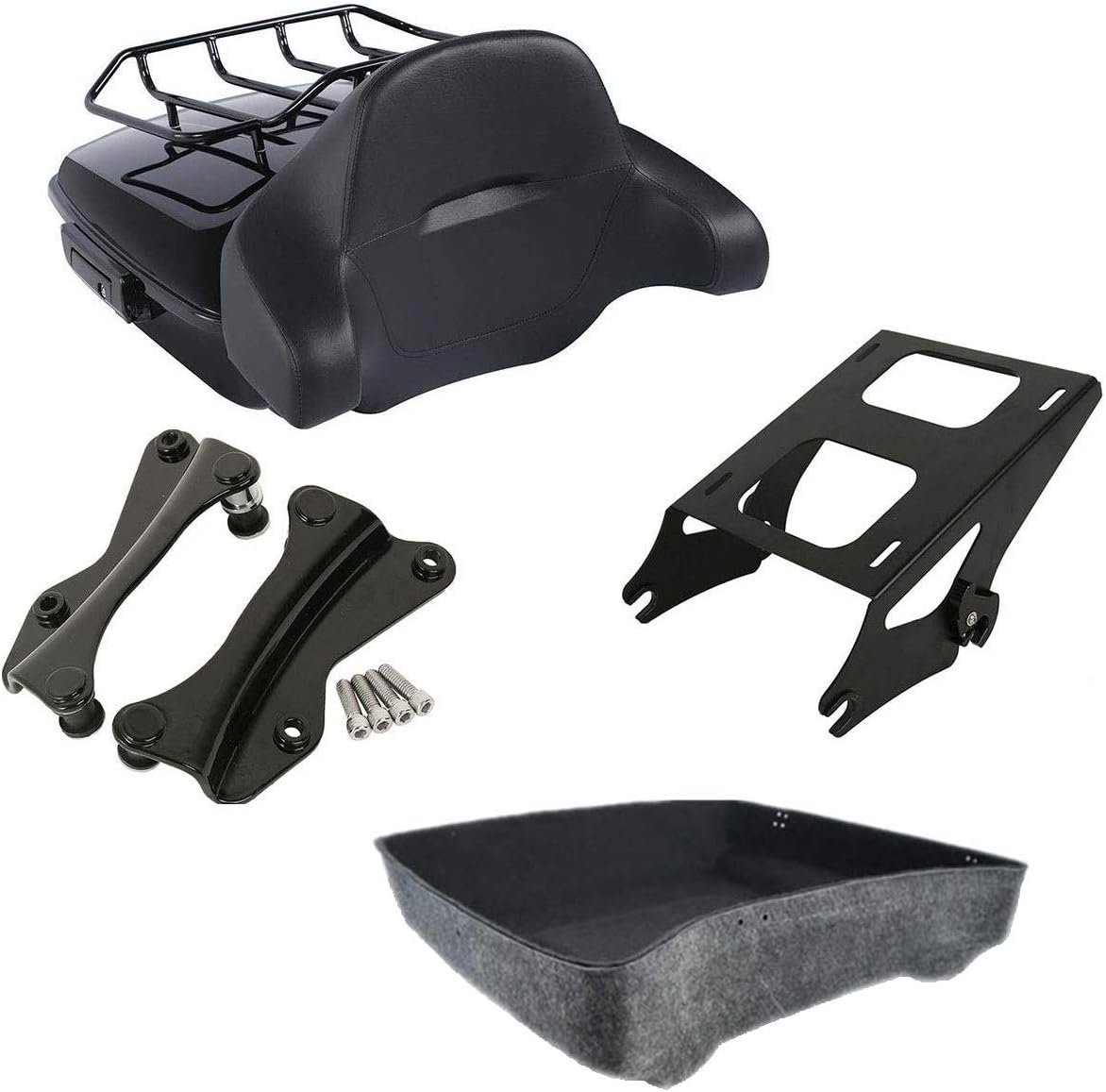 TCMT Chopped Black Latches Trunk Backrest Luggage Rack Mounting Rack Docking Hardware Fit For Harley 2014-2025 Touring CVO Road King Road Glide Street Glide Electra Glide Pack