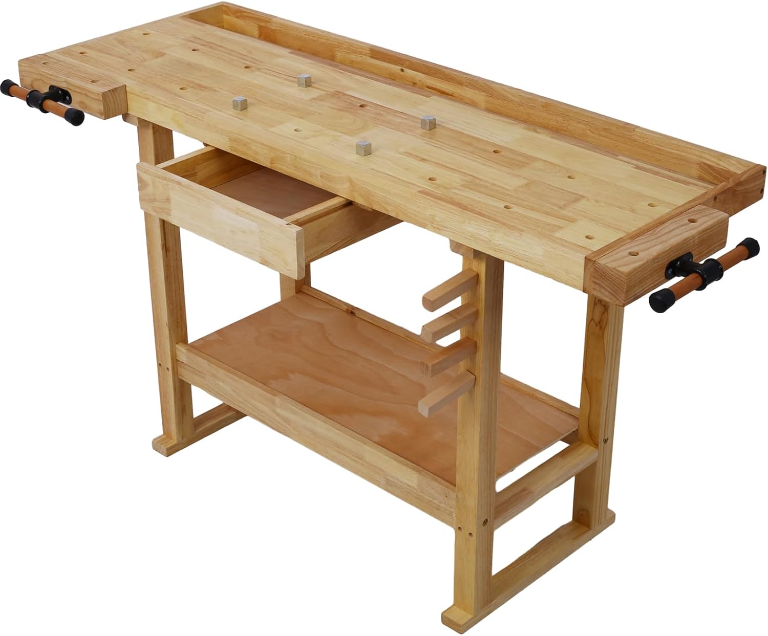 CIATRE 55-Inch Wood Workbench - Wooden Workbench for Garage Workshop and Home, with Bar Clamps Set 24 inch x 4-3/4 inch Throat,Pack of 2