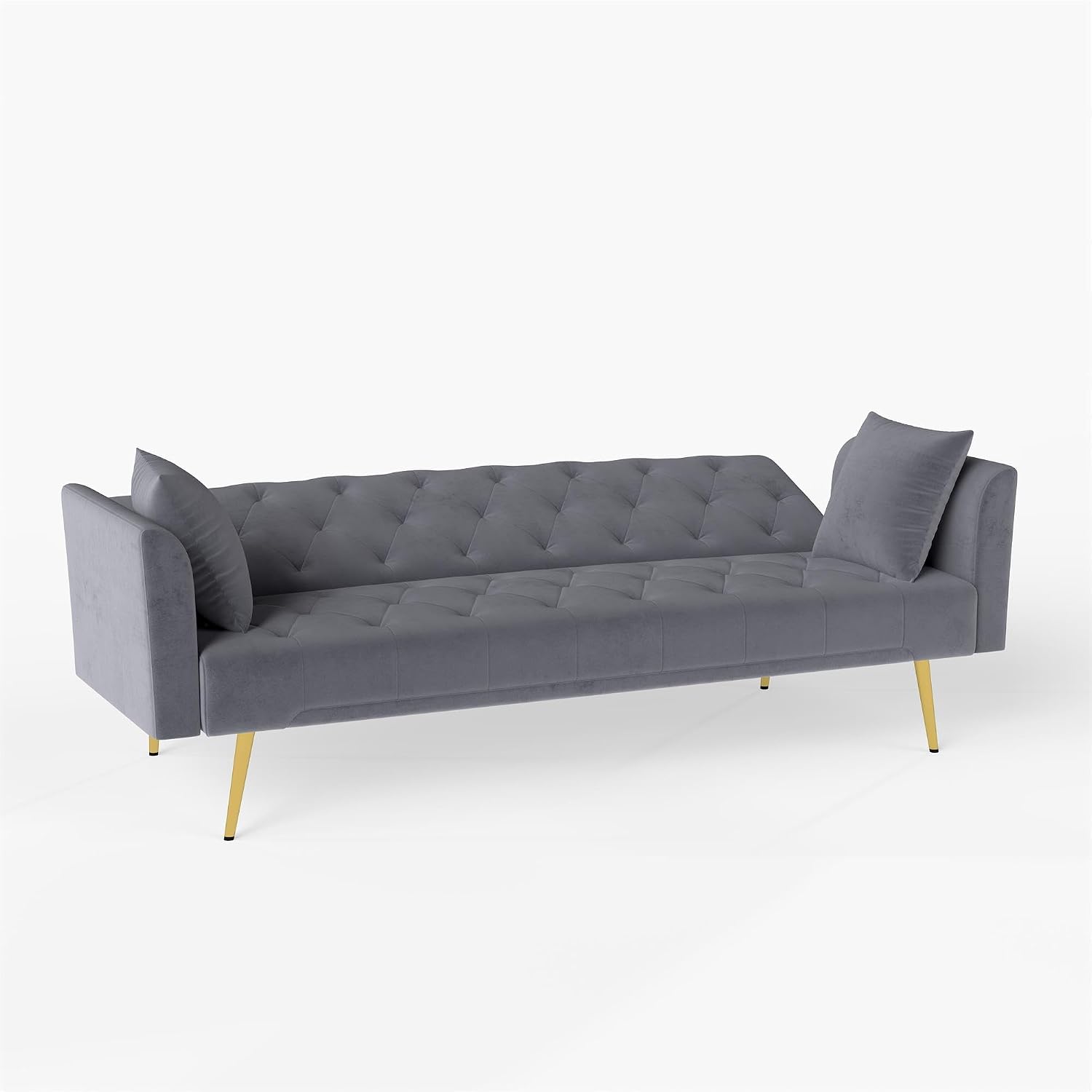 KEIKI 72' Futon Sofa Bed, 2-in-1 Loveseat, Velvet Upholstered Couches for Living Room, Sofa Sleeper for Small Space, Comfy Rest Folding Bed, Modern Apartment Essentials for Bedroom, Gray