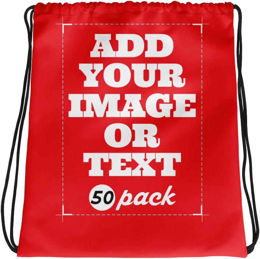 Pranboo® 50 Pack Bulk丨Custom Drawstring Bags, BackPack, Gym Bag, Water Resistant, Travel Climbing Beach Camping 16.5''x19.6''