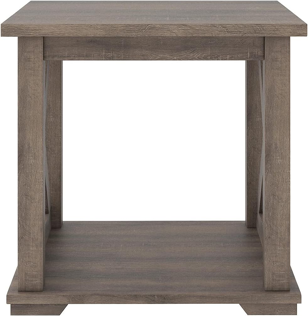 Signature Design by Ashley Arlenbry Farmhouse End Table with Crossbuck Details, Weathered Oak Brown