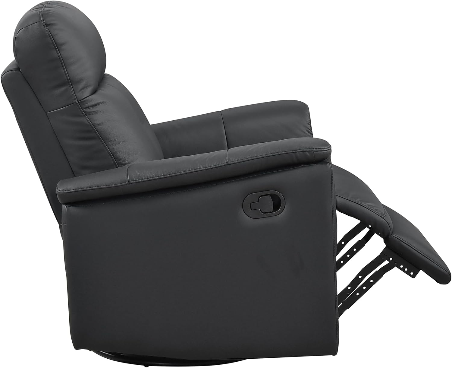 Lexicon Swivel Glider Recliner Chair, Comfy Nursery Glider, Top Grain Leather Match Recliner, Manual Reclining Chair for Living Room/Office/Apartment, Black