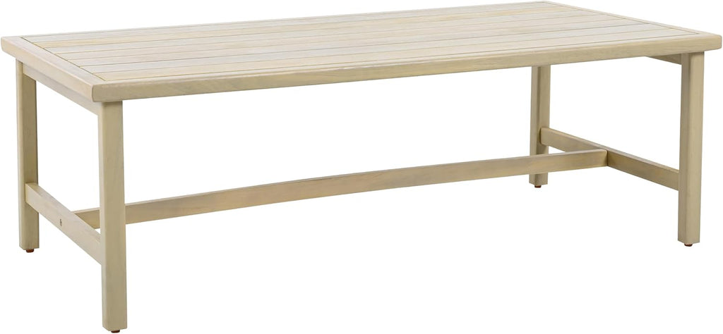 Christopher Knight Home Teras Patio Acacia Wood Coffee Table, Solid Wood Outdoor Table for Patio Furniture Set, Slat Panel Rectangular Top, Light Teak