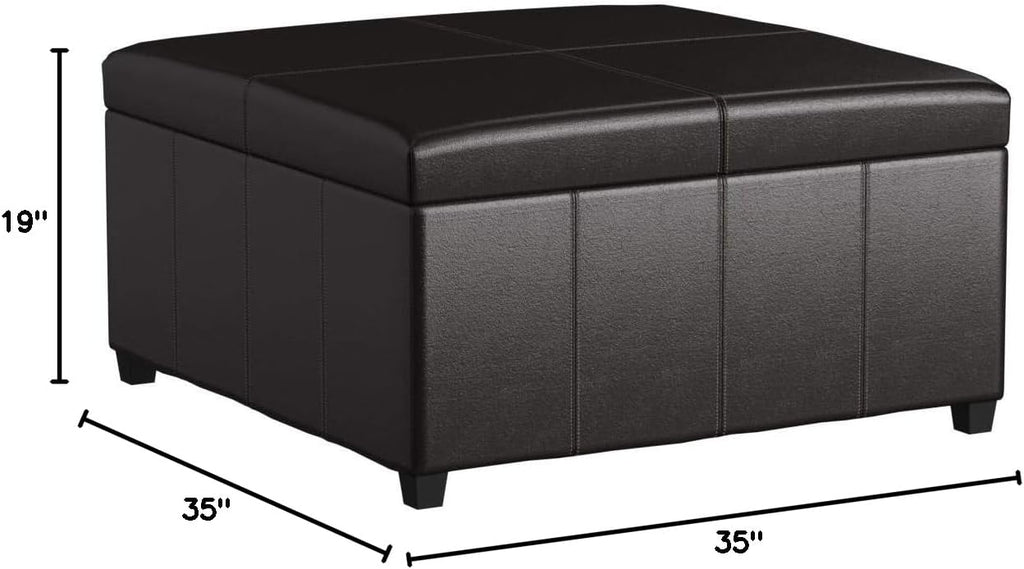 Christopher Knight Home Living Berkeley Brown Leather Square Storage Ottoman, Espresso
