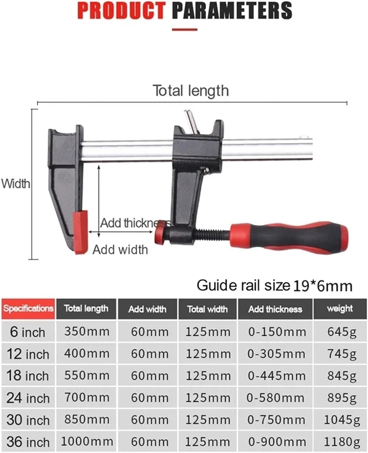 Bar Clamps Wood Working Clamps Adjustable Bar Clamps Woodworking Quick Clamps F Clamp Fixture Home DIY Hand Tool for Woodworking(36 inch)