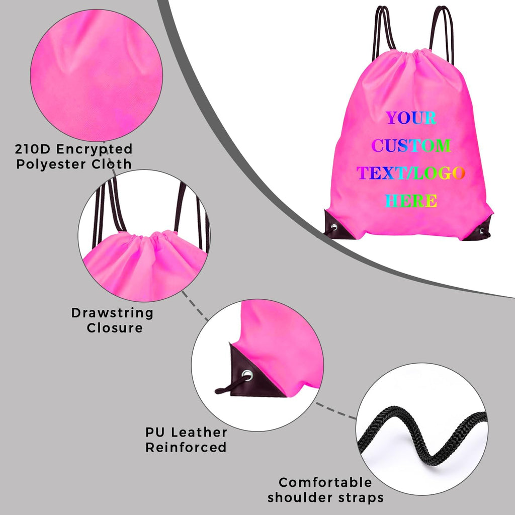 Custom Bags With Your Logo Set of 100 Custom Backpack Draw String Bags Pack Bulk for Travelling Swimming Gym Everyday Use (Peach)