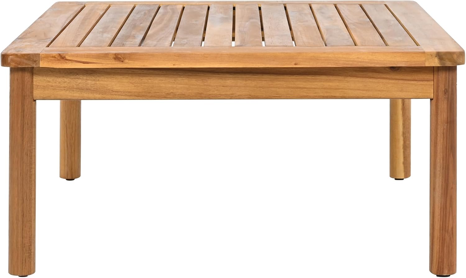 Christopher Knight Home Coby 4-Piece Acacia Wood Patio Furniture Set, Outdoor Conversation Sofa Set with Club Chair, Coffee Table and Ottoman, Patio Sectional Chat Set for Backyard/Balcony, Teak+Beige
