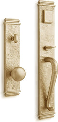 Signature Hardware 946279-KE-238 Griggs Solid Brass Full Plate Keyed Entry Single Cylinder Door Handleset with Interior Knob and 2-3/8' Backset - Satin Brass