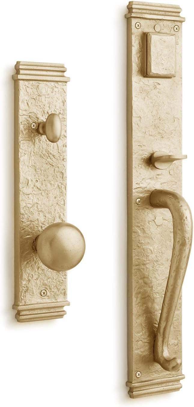 Signature Hardware 946279-KE-238 Griggs Solid Brass Full Plate Keyed Entry Single Cylinder Door Handleset with Interior Knob and 2-3/8' Backset - Satin Brass