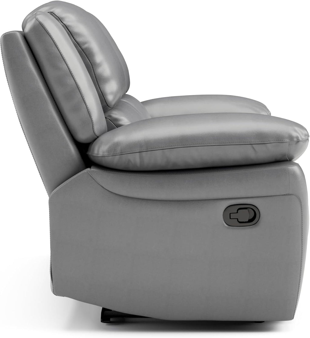 Furniture of America Sorin Modern Leather Recliner Loveseat with Pillow Armrests and High Density Foam, Reclining Sofa, Comfortable Couch for Living Room, Office, FSC Certified, Dark Gray