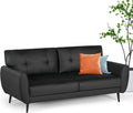 60' Loveseat Sofa for Living Room, Mid Century Mini Black Couch, Tufted Leather Love Seat Furniture, Comfy Office 2 Seat, Small Couches for Small Spaces, Bedroom, Apartment