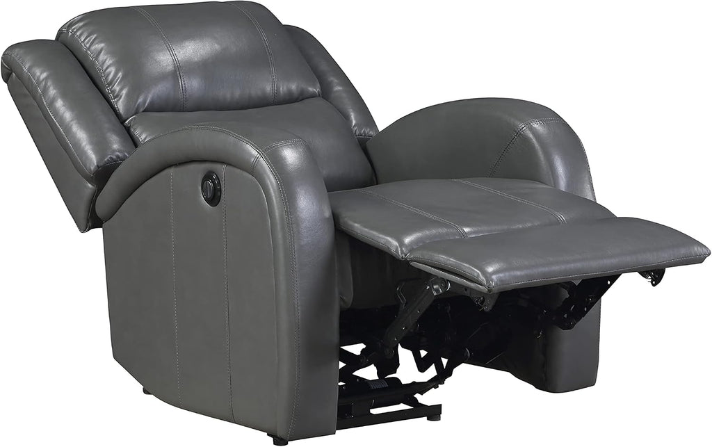 Lexicon Power Reclining Chair, Faux Leather Recliner with One-Touch Power Control, Home Theater Seating, Wall Hugger Recliner Chair, Comfortable Seating for Living Room or Bedroom, Gray