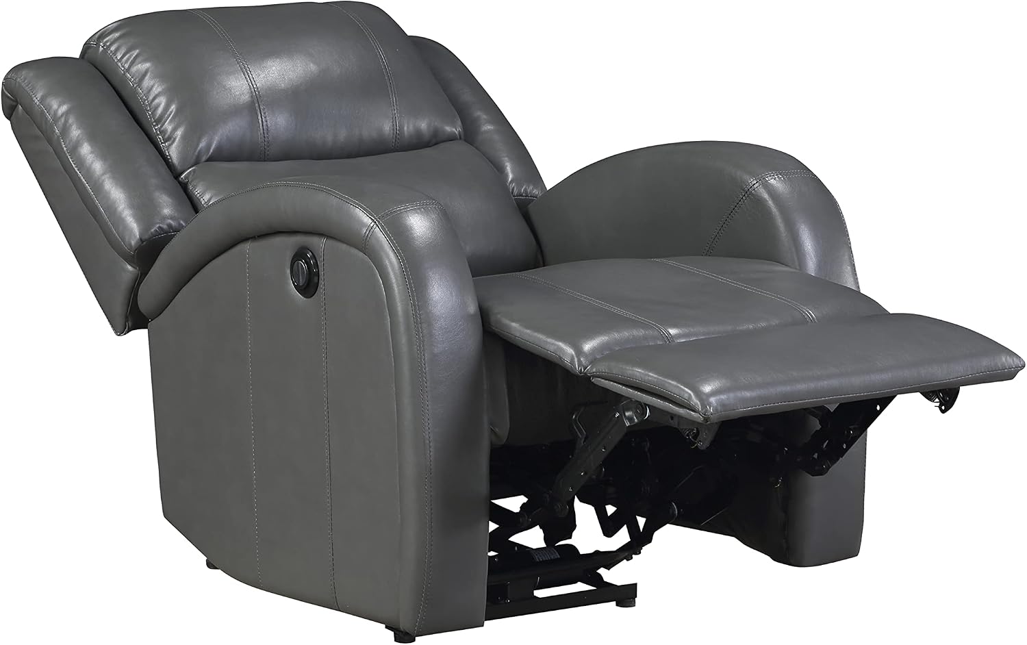 Lexicon Power Reclining Chair, Faux Leather Recliner with One-Touch Power Control, Home Theater Seating, Wall Hugger Recliner Chair, Comfortable Seating for Living Room or Bedroom, Gray