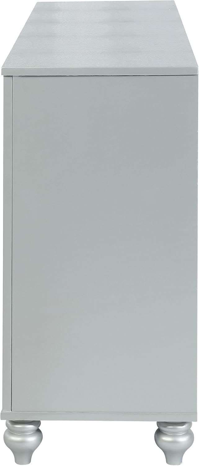Coaster Home Furnishings - Gunnison - 6-Drawer Dresser with Modern Classic Style, Crystal-Like Pulls, Felt-Lined Top, Fretwork Panel Overlays - Bedroom - Silver Metallic - 223213