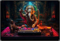 Ganesh Cyberpunk DJ, UV tapestry, Blacklight Reactive Wall Hanging, Neon Backdrop, Party Decor, Psychedelic Tapestry, Visionary Wall Art (Large)