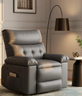 GarveeHome Oversized Recliner Chairs, Classic Manual Leather Recliner, Home Theater Seating with Lumbar & Arms Support for Living Room, Bedroom and Nursery - Grey