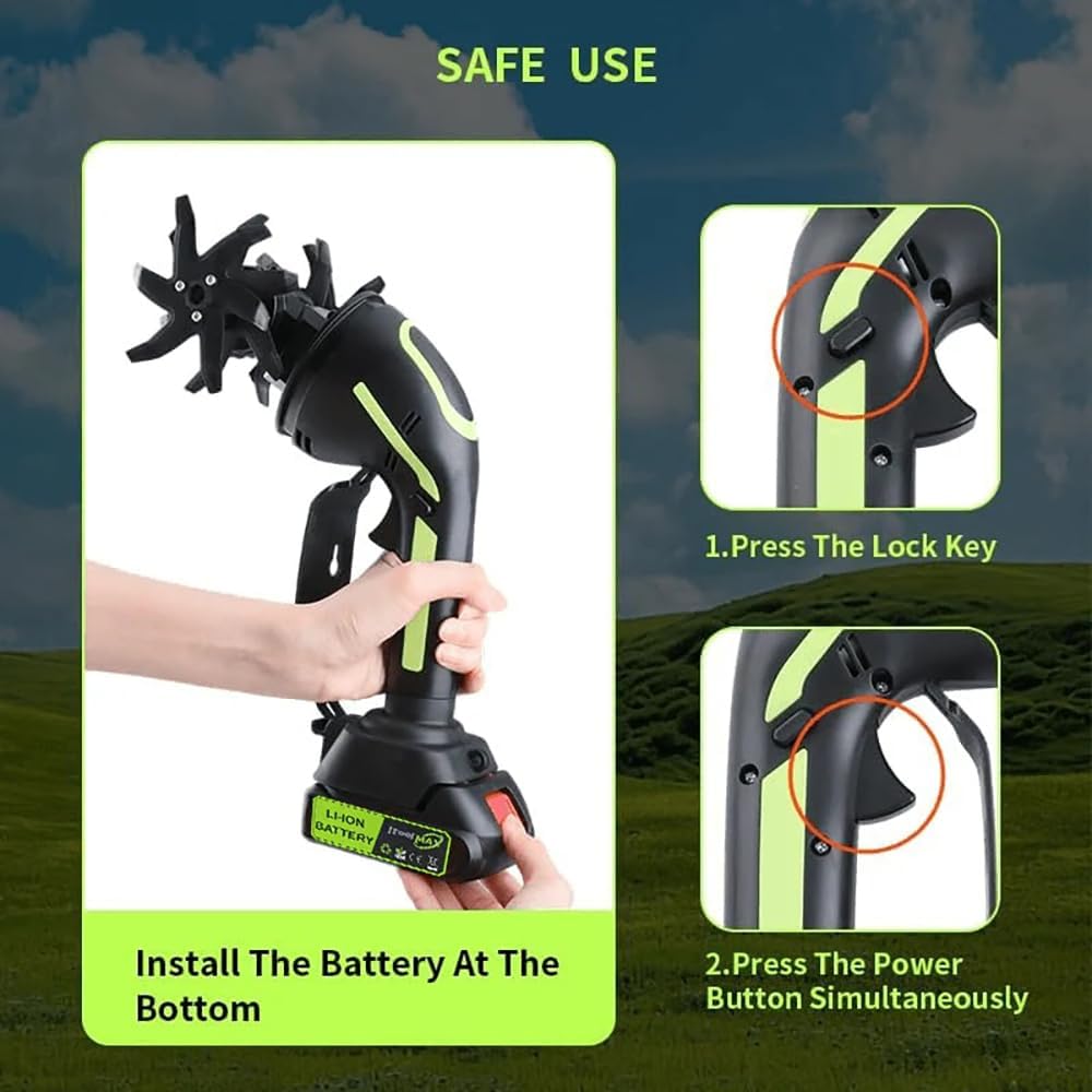 24V 2-in-1 Cordless Tiller Cultivator & Electric Handheld Tiller, 4' Depth x 4' Width, 51' Extension Rod, 235 RPM Lightweight Electric Garden Tiller with 2x1500mAh Batteries & Charger