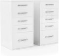 24/7 Shop at Home Alez Modern Wood 5 Drawers Makeup Vanity Dresser, Set of 2 for Bedroom, Dressing Room, Bathroom, Guest Room, White