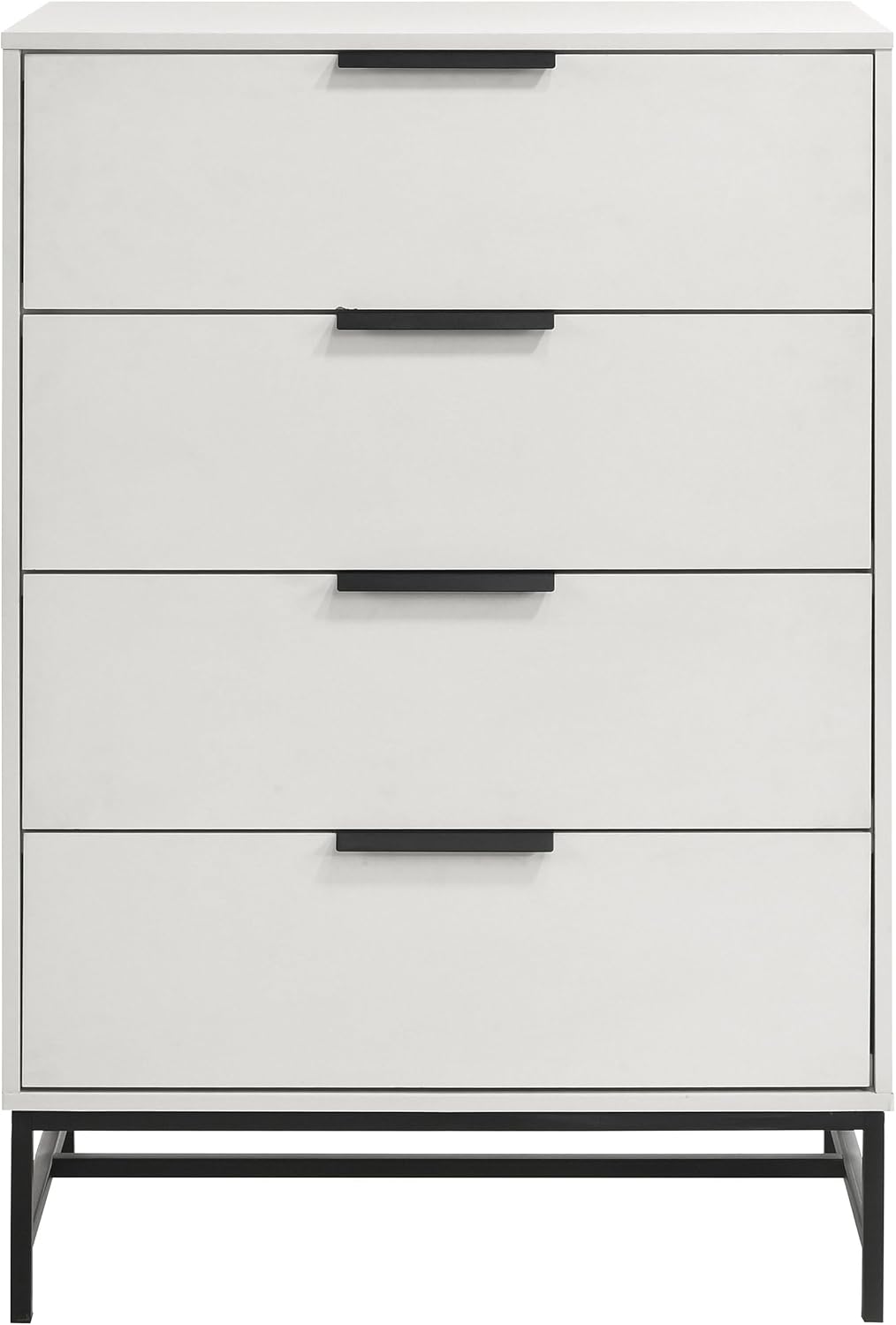 Coaster Home Furnishings - Sonora - Wood and Metal - 4-Drawer Chest with Black Hardware, Linear Handles and Metal Base - Contemporary - Bedroom - White - 224865