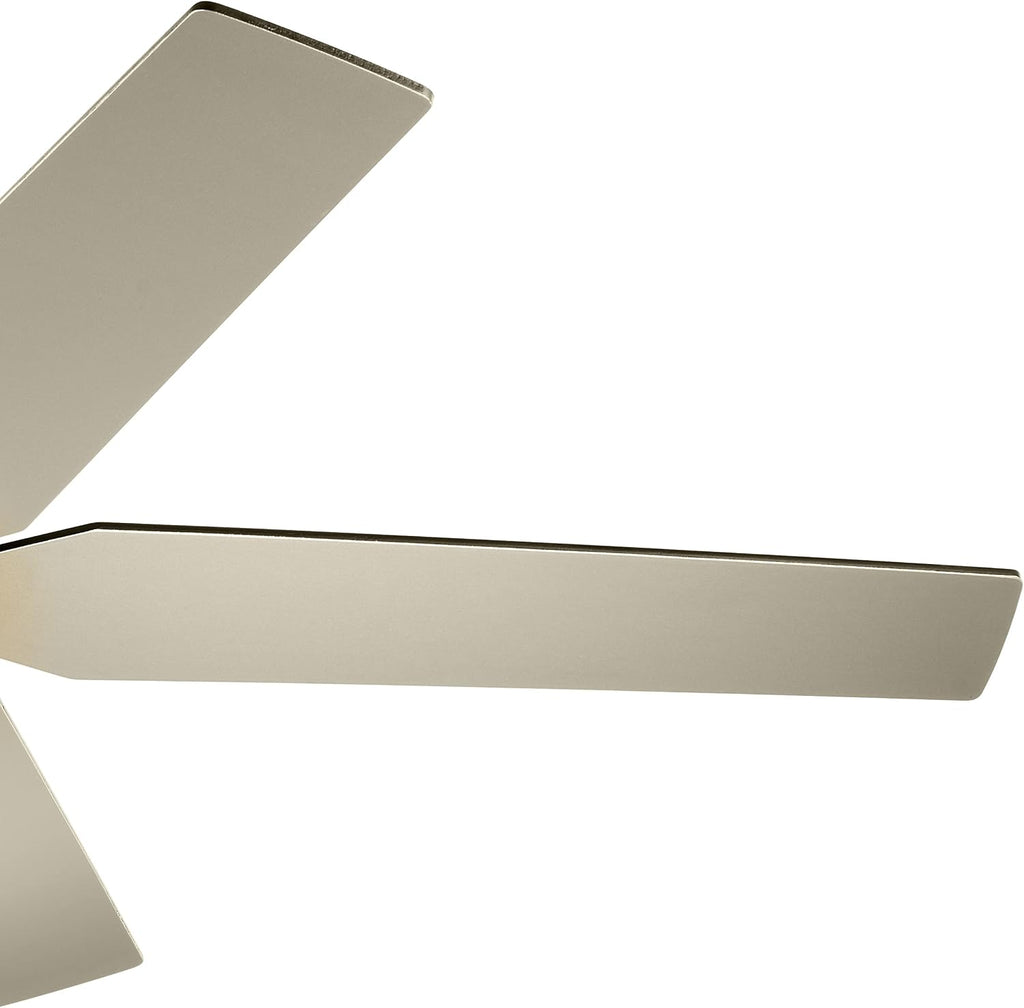 Kichler Maeve 52 in LED Ceiling Fan with Light, Modern Indoor Fan with Satin Etched Cased Opal Glass in Satin Black, Natural Brass Accent Ring, Wall Control, for Bedroom Living Room, 300059SBK
