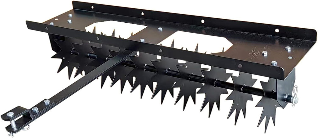 Yarn Stuff Spike Lawn Aerator, 40 Inch Wide Pin-Style Hitch with Weight Tray, Tiller for Gardening and Soil Penetration, Lawn Mower and ATV Compatible