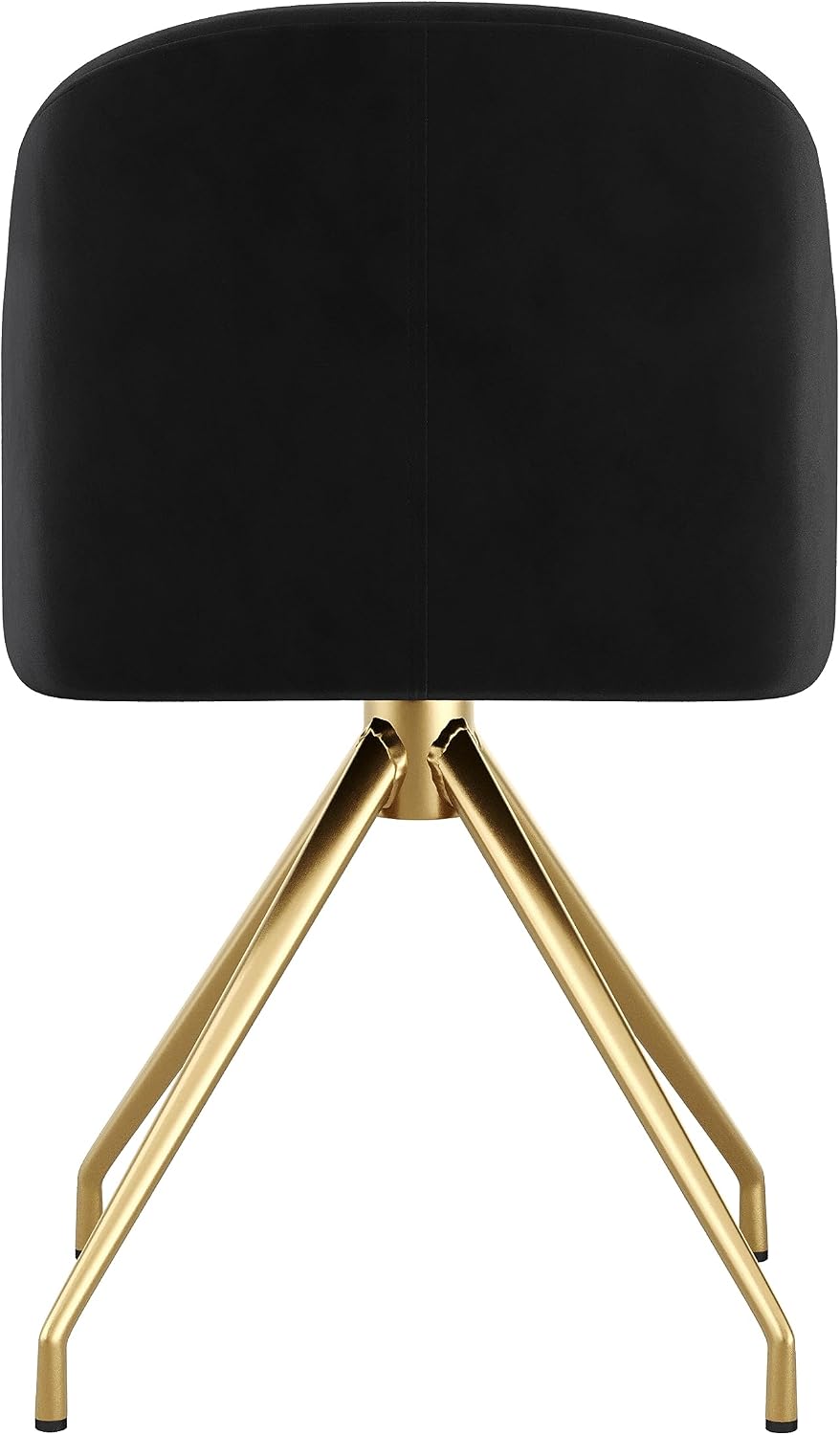 Martha Stewart Sora Stationary Swivel Task Chair with Sloped Arms for Home Office in Black Velvet with Polished Brass Frame